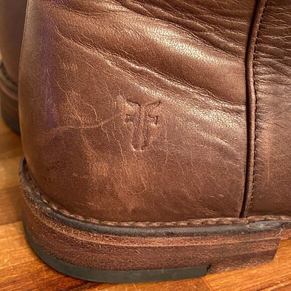 Frye Paige Tall Brown Leather Pull On  Riding Boots Women's Size 7.5B - Picture 7 of 13
